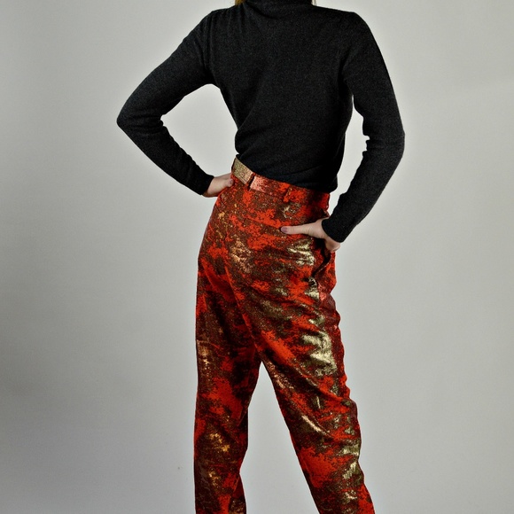 Baggy Pleated Metallic Jeans Designer Pedro del Hi - Picture 5 of 7